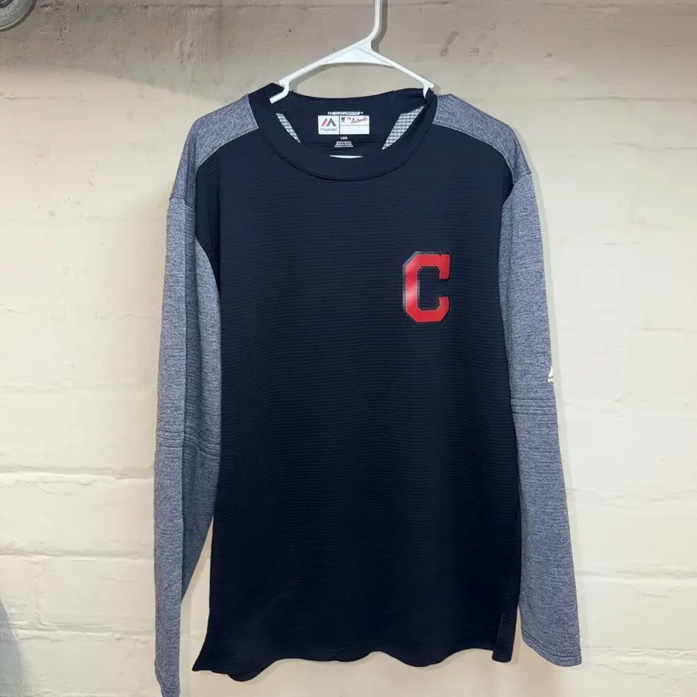 Cleveland Indians Mens L Therma Base Pullover Authentic Majestic MLB